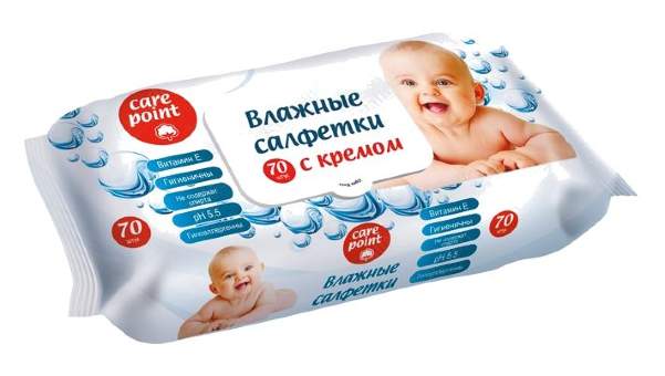 Детские влажные салфетки с кремом и пластиковым клапаном Детские влажные салфетки с кремом и пластиковым клапаном